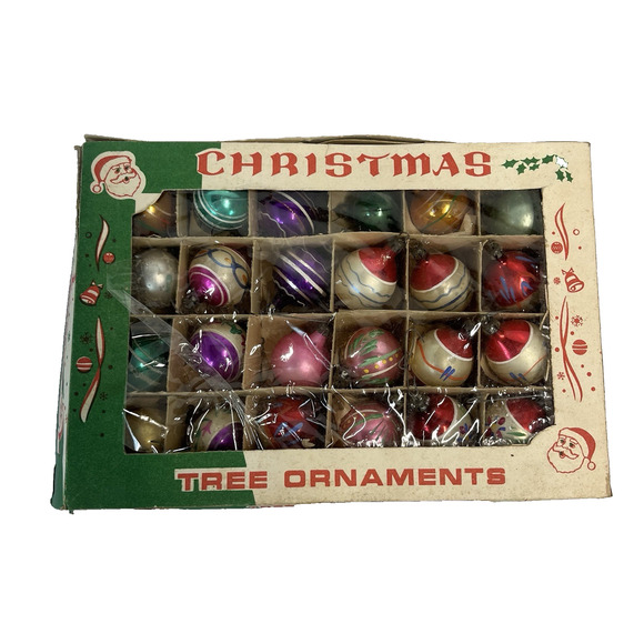 Set of 24 Vintage Mercury Glass Christmas Tree Ornaments Poland 1950s Original - Picture 1 of 16